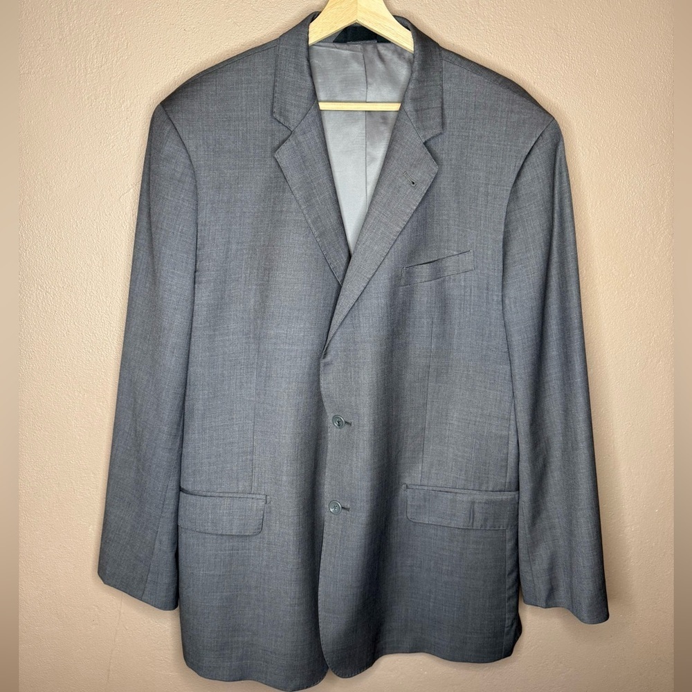 Baroni Men's Gray 100% Wool Classic Suit Coat Blazer Size 46L Special Event